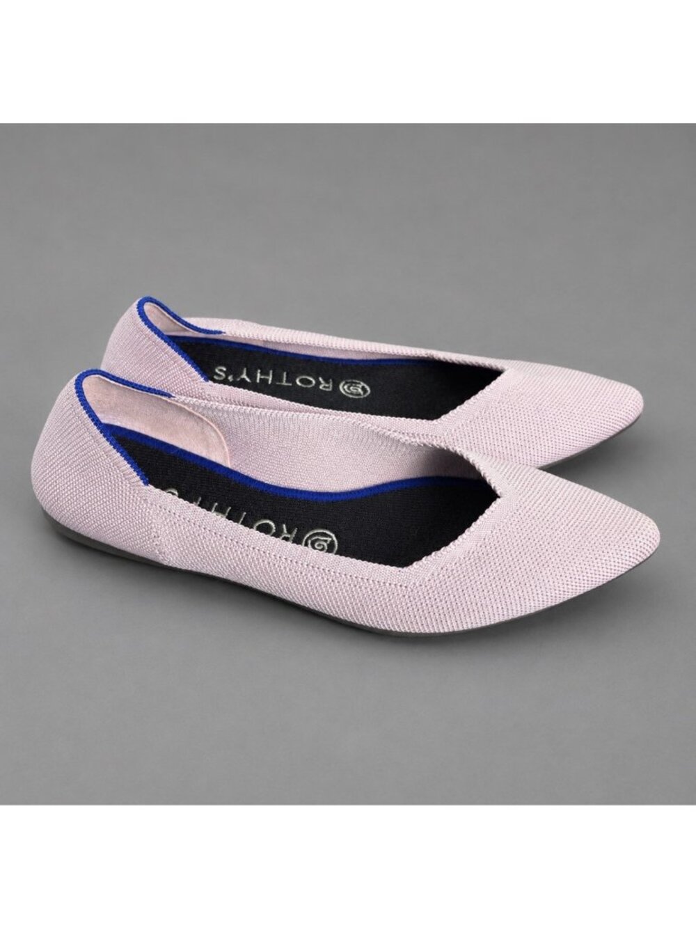 Rothy's Lilac Pointed-Toe Flats with Blue Trim